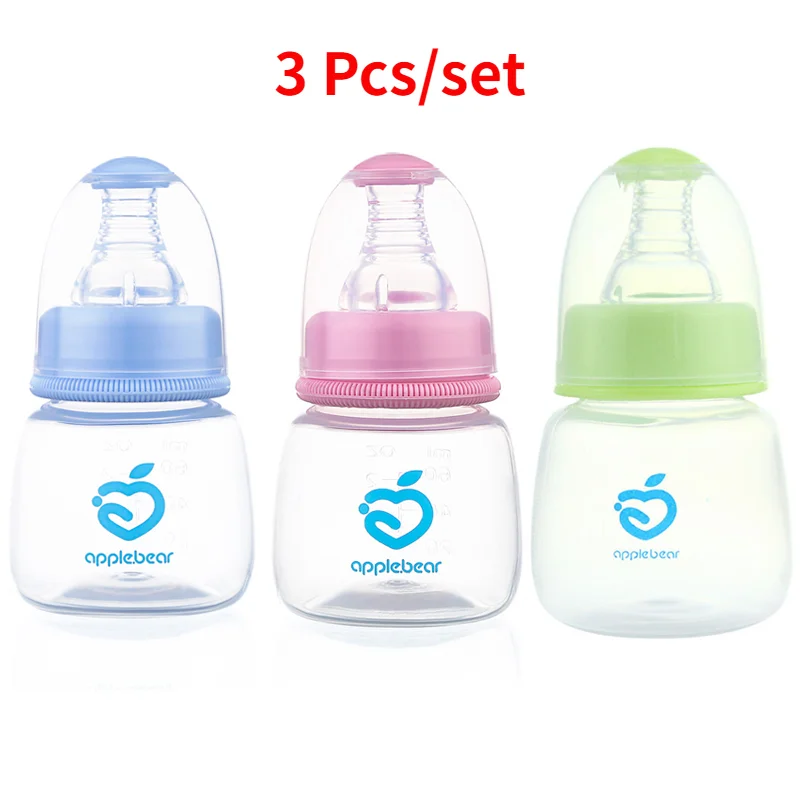 

3 Pcs/set Infant Baby Feeding 0-18 Months Feeder 60ML PP Nursing Juice Milk Mini Hardness Bottle Baby Bottles And Nipples