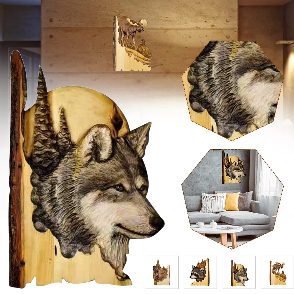 

Animal Carving Wall Hangings Wood Animal Statue Wall Hanging Home Decoration for Home Living Room Great Gardening Decoration
