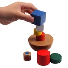 Детские деревянные блоки, Геометрическая балансировочная игра, игрушки Монтессори, Обучающие Развивающие игрушки, детская Семейная Игра