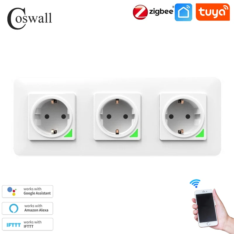 Trabalho com Alexa Zigbee Tuya Parede Único Duplo Triplo ue Soquete Google Casa Ifttt Vida Inteligente Horizontalmente – Verticalmente