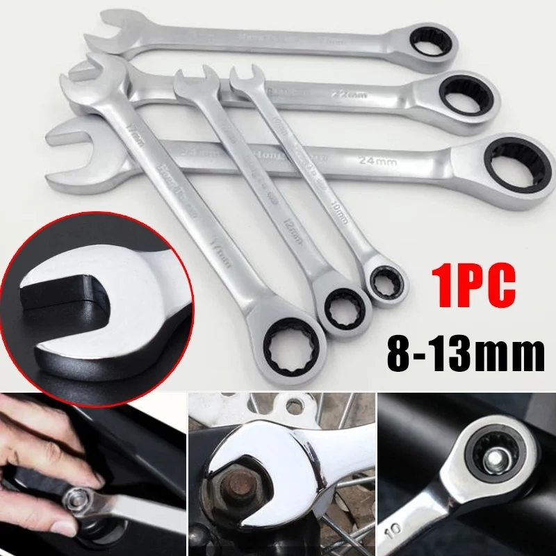 

Pack Of 1 Wrench Open and Ring Hand Tools Ratchet Handle Adjustable Double-ended Available For Repairing Nut Repair Tools
