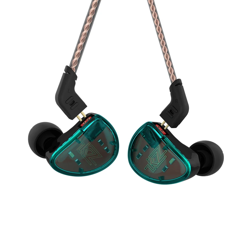 Плотным верхним ворсом KZ AS10 5BA Hi-Fi стерео наушники-вкладыши высокого Разрешение вкладыши Наушники с 0,75 мм 2 контактный кабель пять излучателю с уравновешенным якорем - Цвет: Green without Mic
