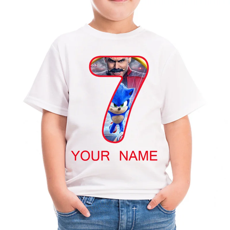 Летняя крутая детская одежда с рисунком Соник Ежик футболка надписью на заказ