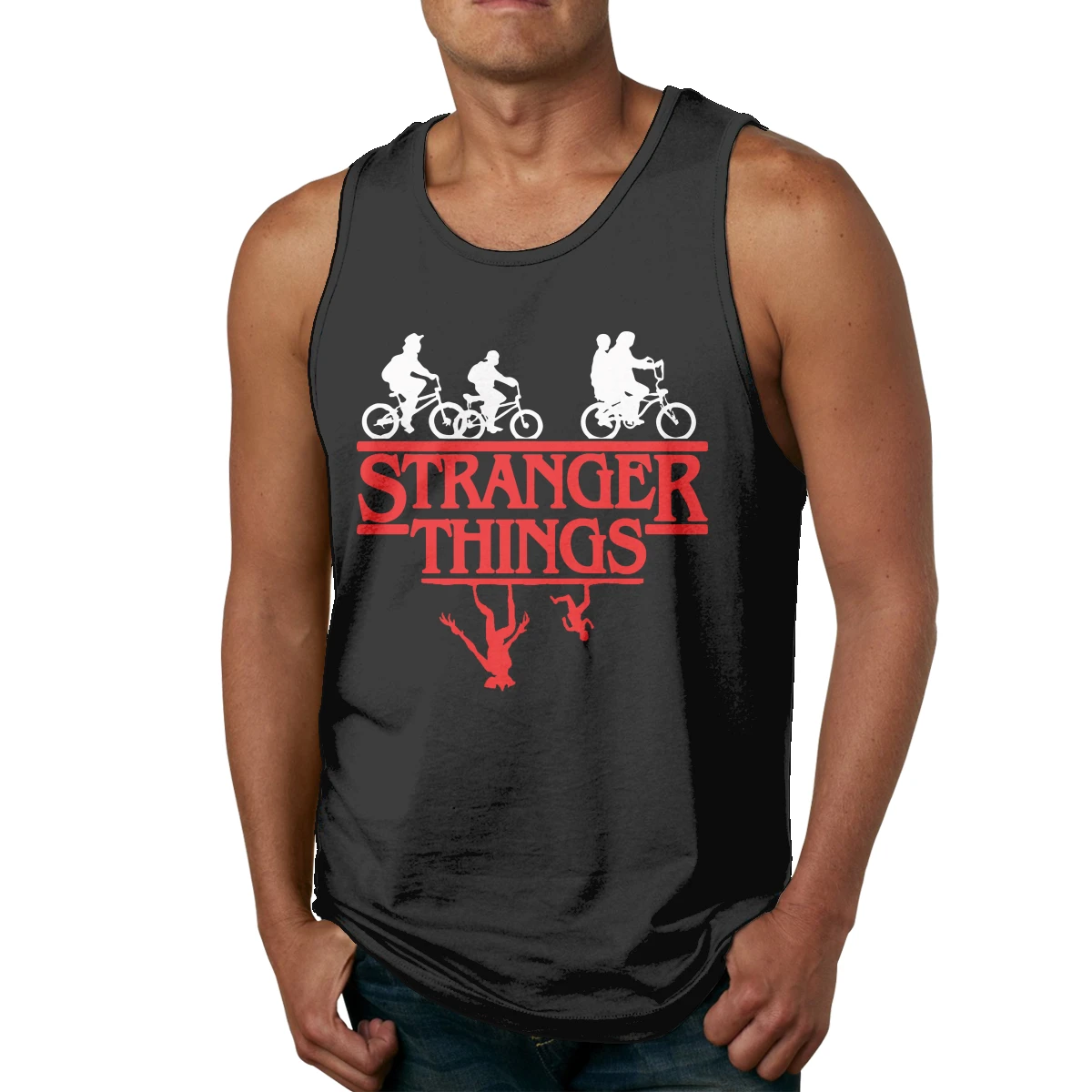 

Stranger Things Hawkins Men's Tank Tops Fashion Sleeveless Funny Shirt Mesh Gym Bodybuilding Fitness Stringer Tanktop