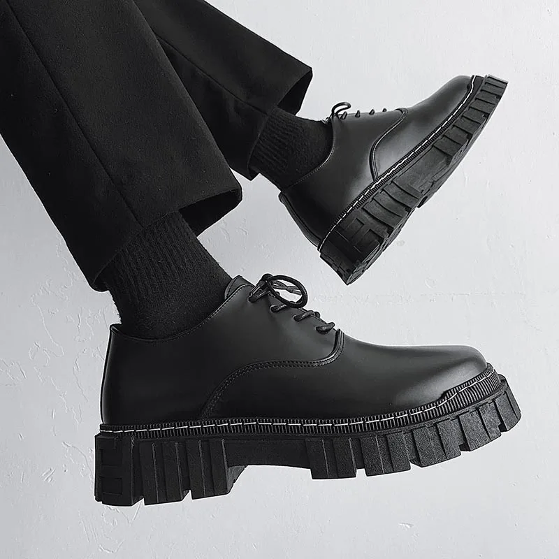 Классные деловые мужские кожаные ботильоны из натуральной кожи с круглым носком