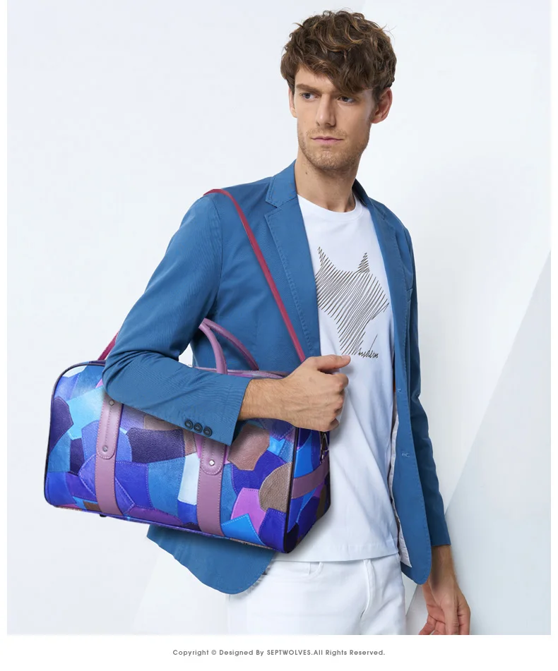 

Classic Flower Design Mens Leather Travel Bag,Portable Large Capacity Fitness Bag,Hot Sale Travel Shoulder Bag,Luggage Bag