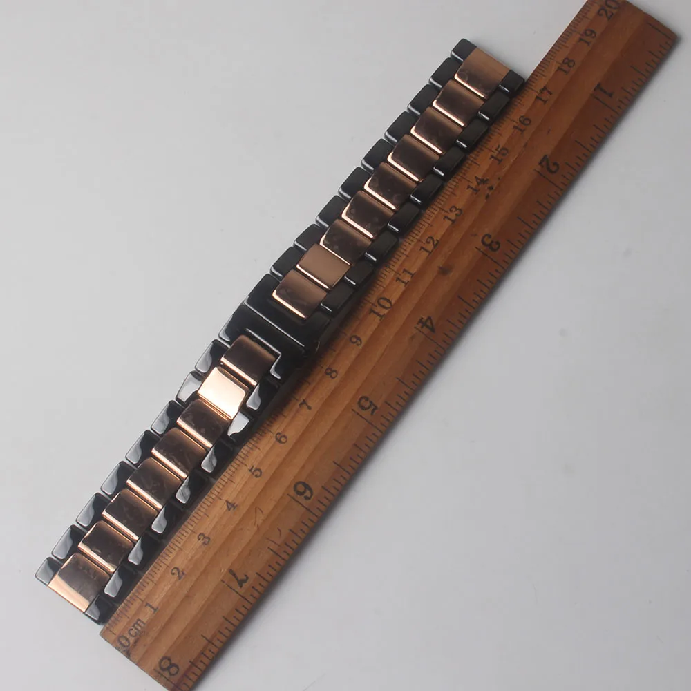

New Arrival Watchband Ceramic Black with gold Rosegold 20MM 22MM Watch strap bracelet quick release pins spring bar replacement