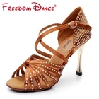 Атласные женские туфли для латиноамериканских танцев, бальные туфли, сандалии 3,45 дюйма, золотые туфли на каблуке для девушек, латиноамериканские туфли, черный цвет, загар