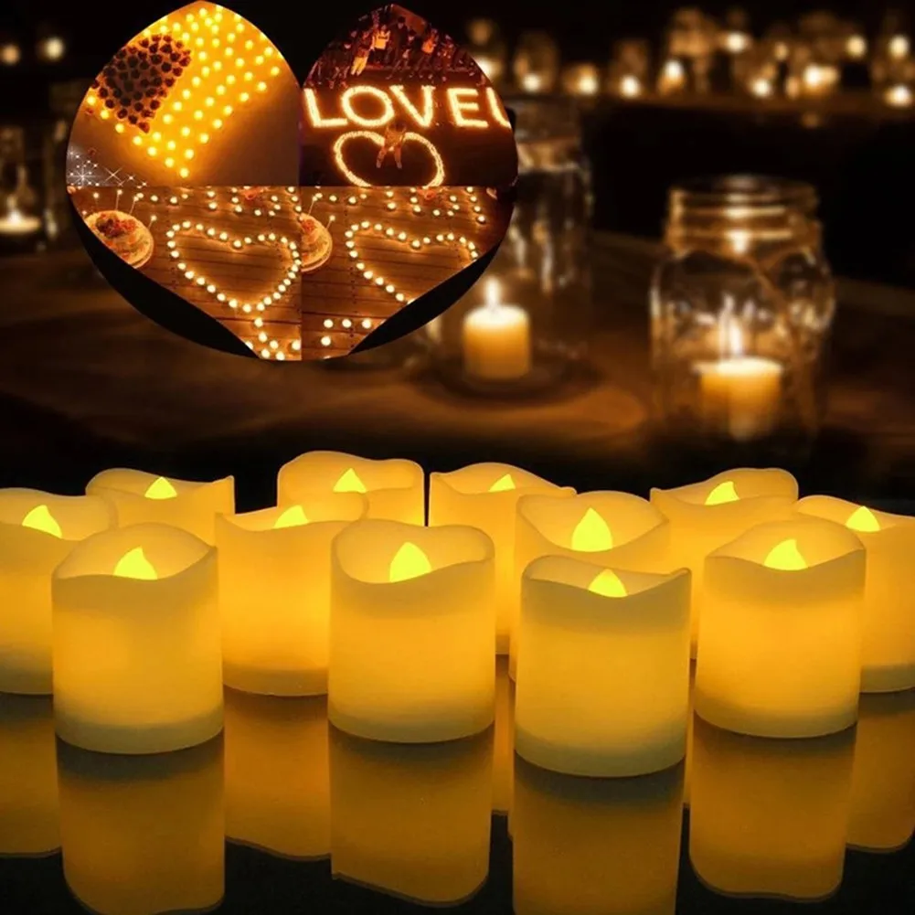 

24pcs Candle Lights Electronic Candle Light Small Tea Wax LED Candle Atmosphere Decoration Illuminate Night Lights