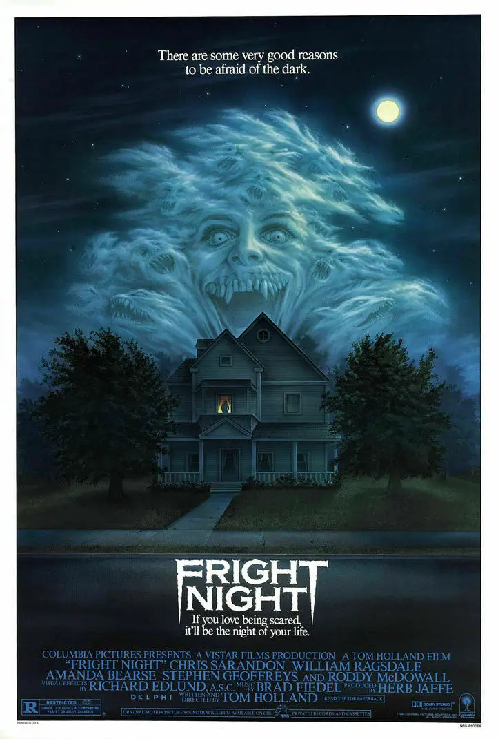Fright ночь 1985 классический ужас фильм шелковая ткань фотография яркий стикер | Дом