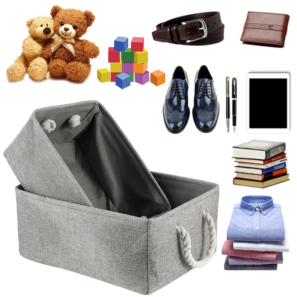S/M/L Linen Storage Basket Foldable Sundries Baskets Cosmetics Container Cotton Box Desktop Organizer | Дом и сад