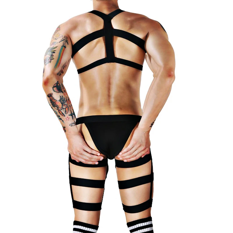 Sexy Mens Jockstrap Thigh Suspender Briefs With Bandage Belt Male Erotic Fetish Costume Strap Lingerie Body Harness Stockings vampire costume women