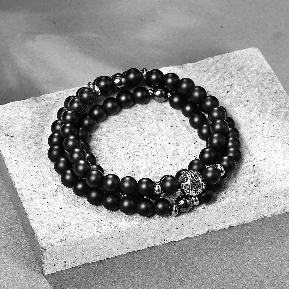Мужское ожерелье из натурального камня с бусинами для женщин серый черный