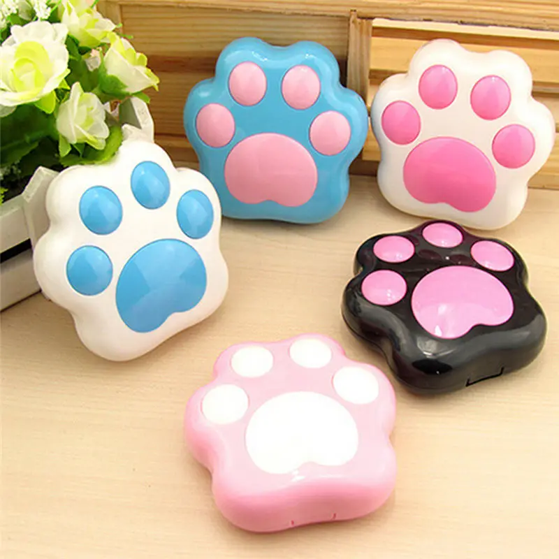 1pcs random Мини контактные линзы коробка контейнер держатель мультфильм милый пластик собака кошка лапа контактные линзы чехол с зеркалом - Цвет: 1pcs random