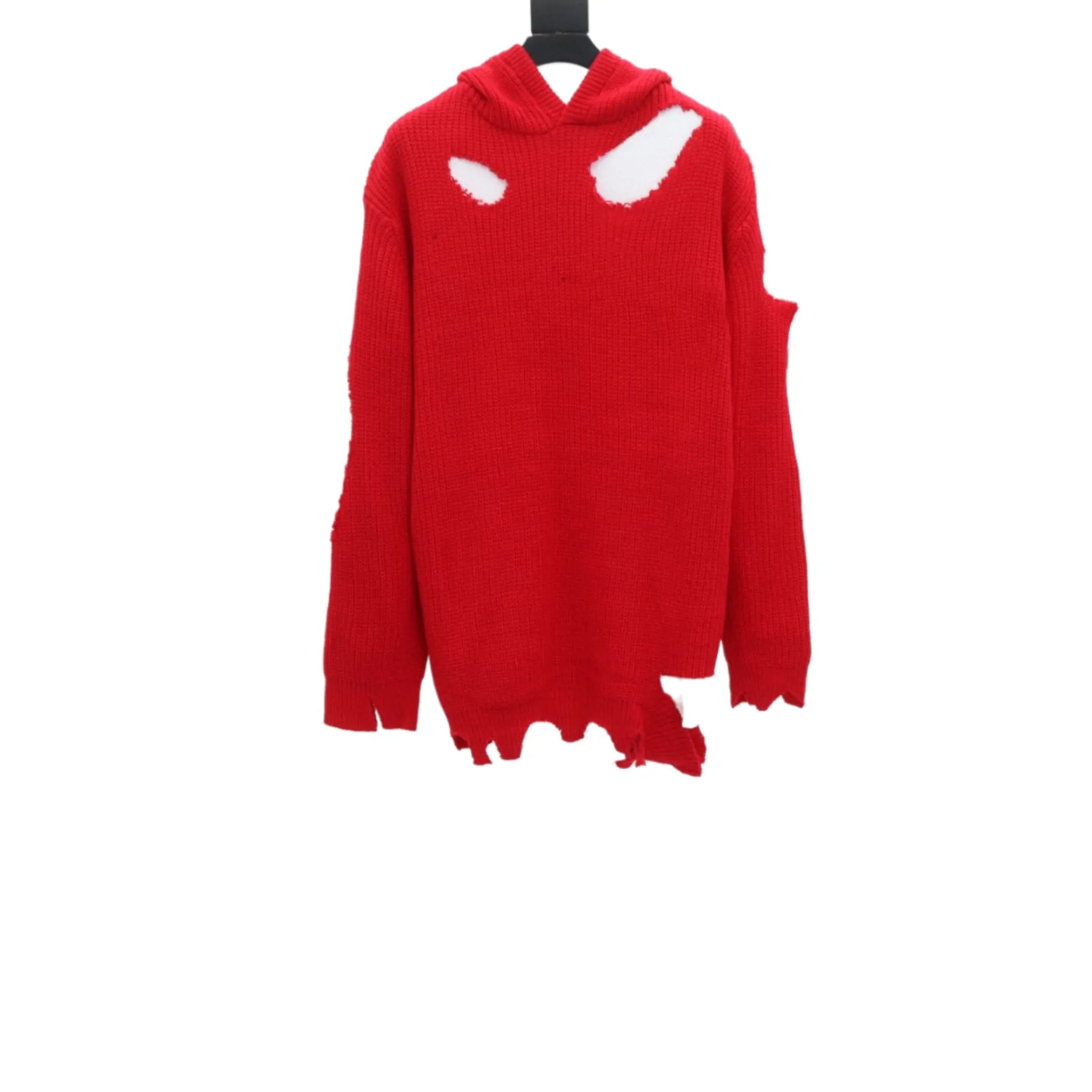 

The New Autumn And Winter 2021 knitted Cashmere Blended Hooded Fake Two Ripped Sweaters for Both Men And Women XS-M