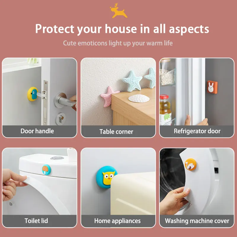 Самоклеящиеся Мультяшные силиконовые пробки для шкафа бампер домашнего прибора