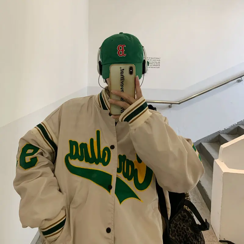 

2021 jacket female autumn and winter new Korean version of loose plus velvet thick sweater student ins baseball uniform tide