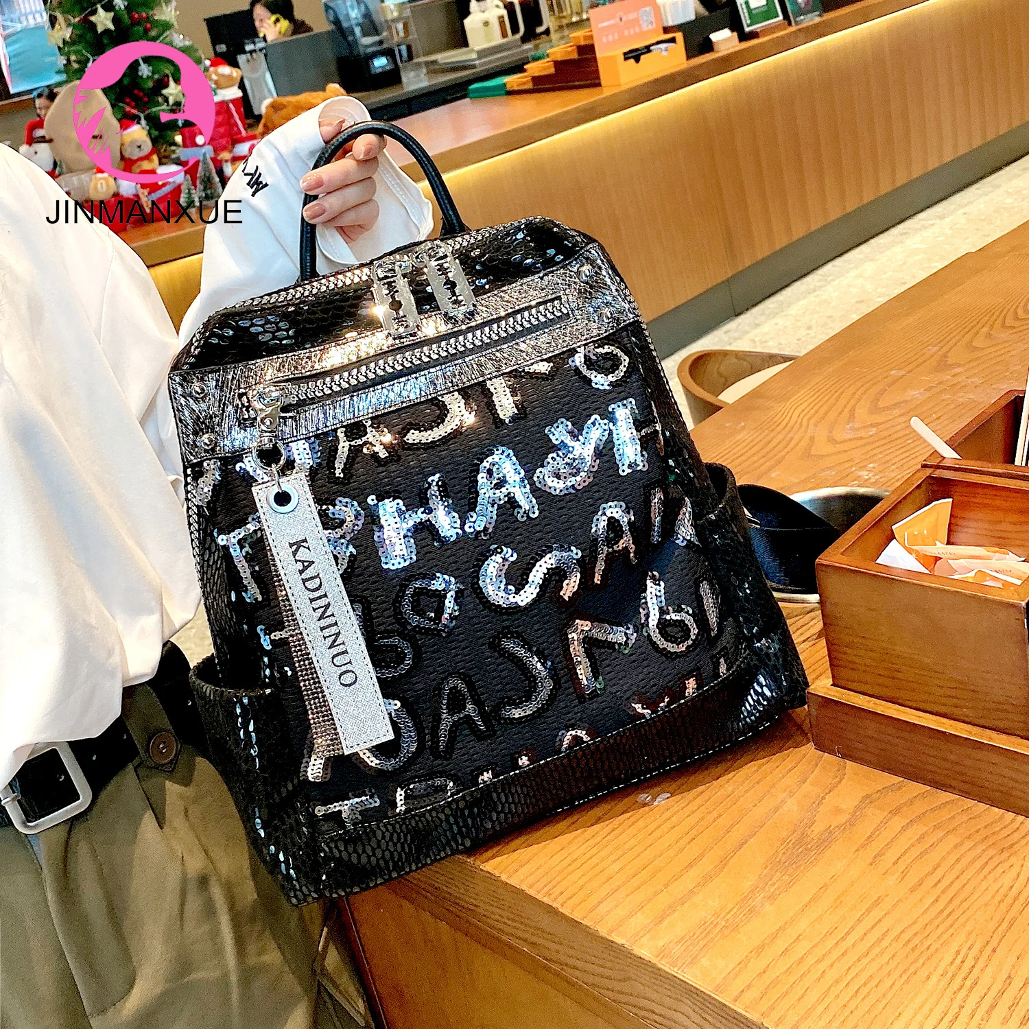 Простая Сумка через плечо с надписью и блестками модные сумки в корейском