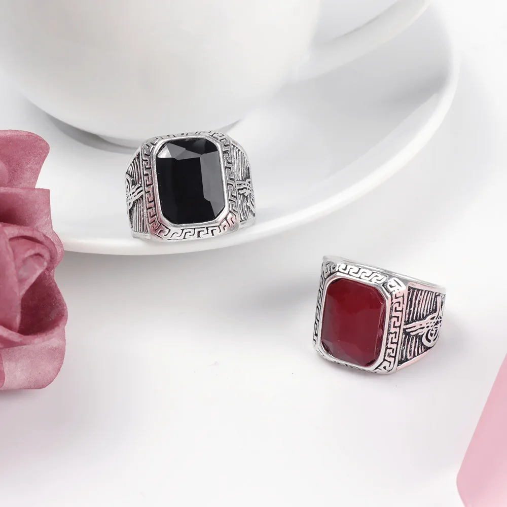 Кольцо с натуральным камнем для мужчин и женщин большое винтажное ювелирное