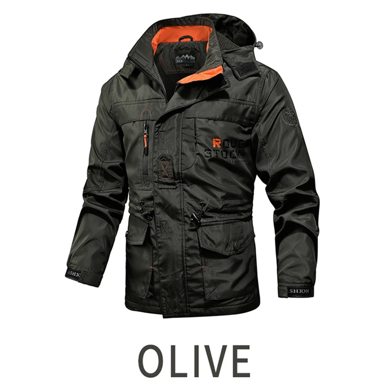 

Hiking Jackets Breathable Wearable Soft Clothes Tactical Jacket Mens Windbreaker Flight Pilot Hood Military Field Jacket