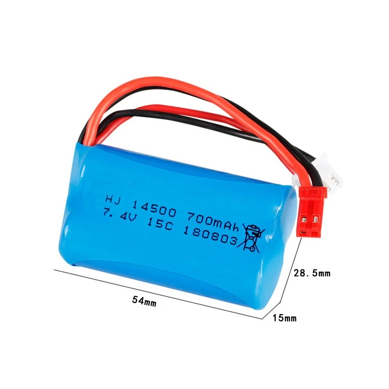 

5Pcs 7.4V 700mah 14500 Rechargeable battery For FT007 RC Boat Toys Speedboat For Syma F1 FX059 RC aircraft 2s 7.4v LIPO Battery
