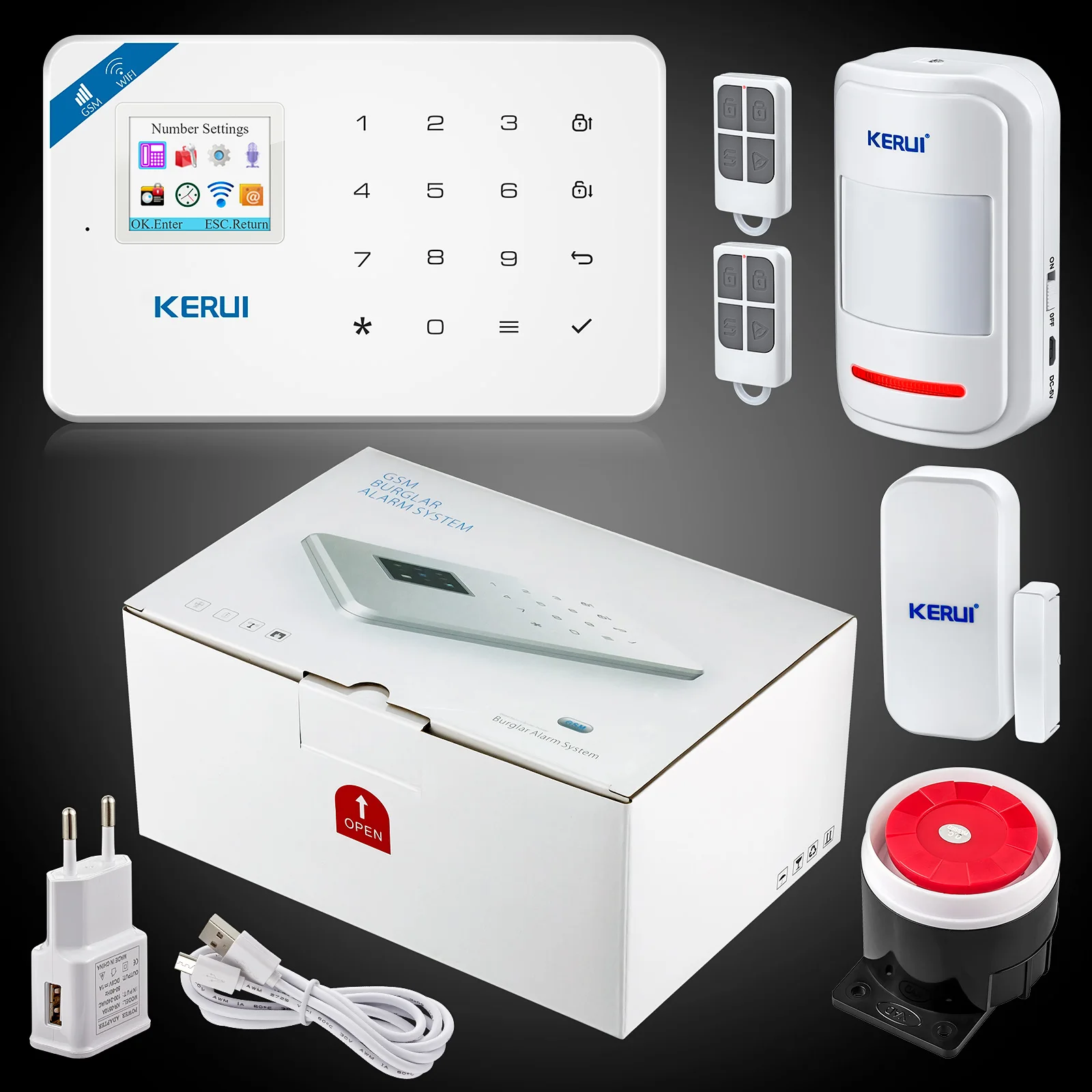 Kerui W18 беспроводная Wifi домашняя сигнализация GSM IOS Android приложение управление ЖК GSM SMS Охранная сигнализация для дома охранная сигнализация