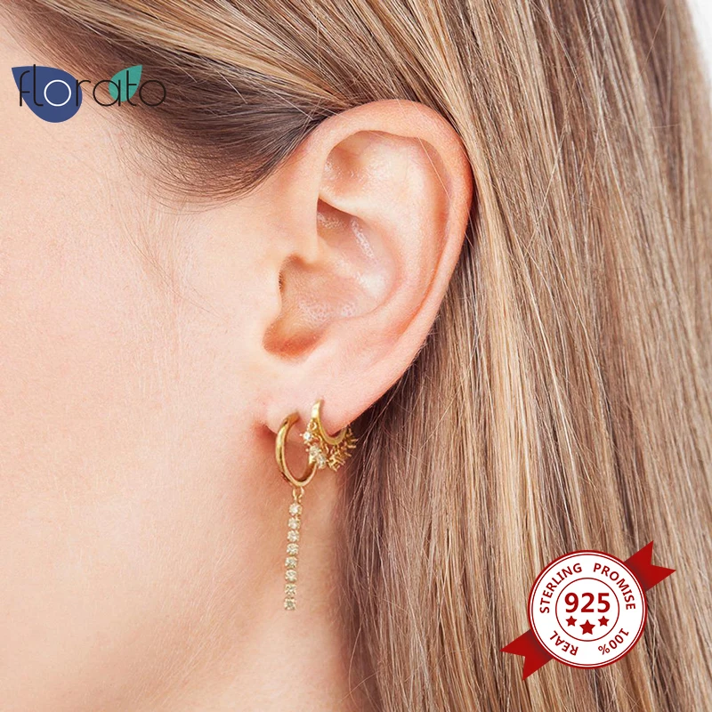 

925 Sterling Silver Zircon Pendant Earrings Glamorous Women's Hypoallergenic Simple Stud Earrings Customized Jewelry Gift
