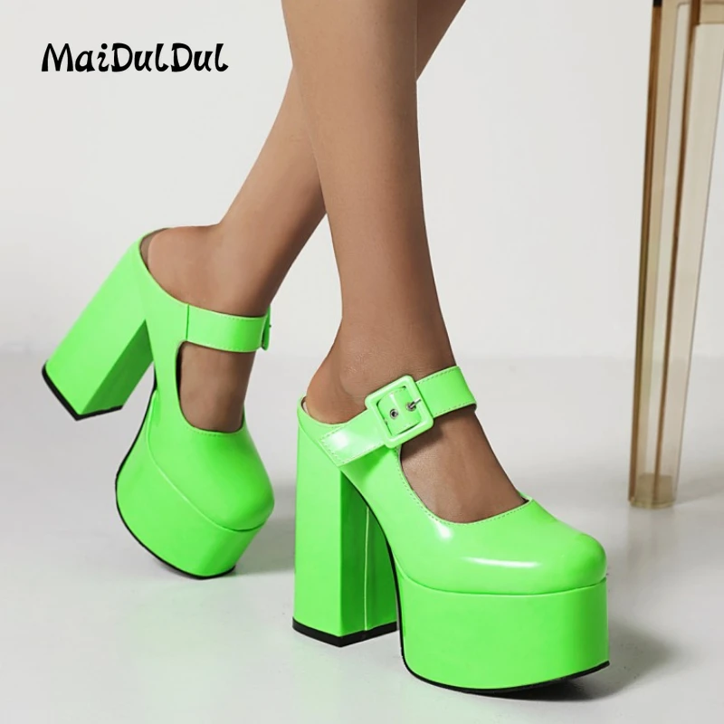 

Women's Solid Patent Leather Set of Feet High Thick Heels Youth Summer Daily Rubber Wedges Plus Size Shoes Fashion Ankle Boots