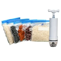 5 pcs mixed size clear seal bag with pump set home vacuum food storage bags fresh keeping zipper meat vegetables fruits seal bag