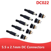 10pcs 5pairs 12v 3a 5 5 x 2 1mm molded case male plug dc022 dc power socket internal screw nut panel connector5 52 1mm