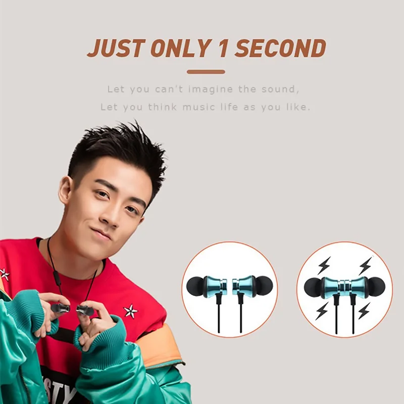 Magnetic Wireless Bluetooth Earphone Music Headset Phone Neckband Sport Earbuds Headphone with Mic For iPhone Samsung Xiaomi