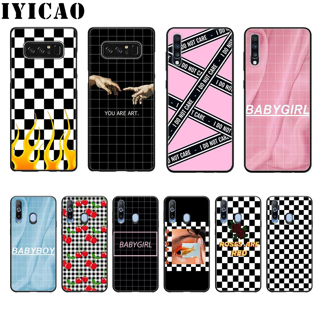 Мягкий силиконовый чехол в клетку с шахматным узором для Samsung Galaxy Note 8 9 10 Plus A50s A40s