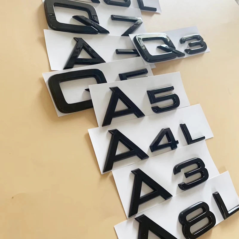 Черная хромированная эмблема для Audi 1 8 T 2 0 4 3 6 A3 A4 A5 A6L A7 A8L Q3 Q5 Q7 логотип наклейка на