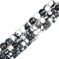 natural round black white zebra bead spacer beads for jewelry making diy handmade accessories 46810 mm