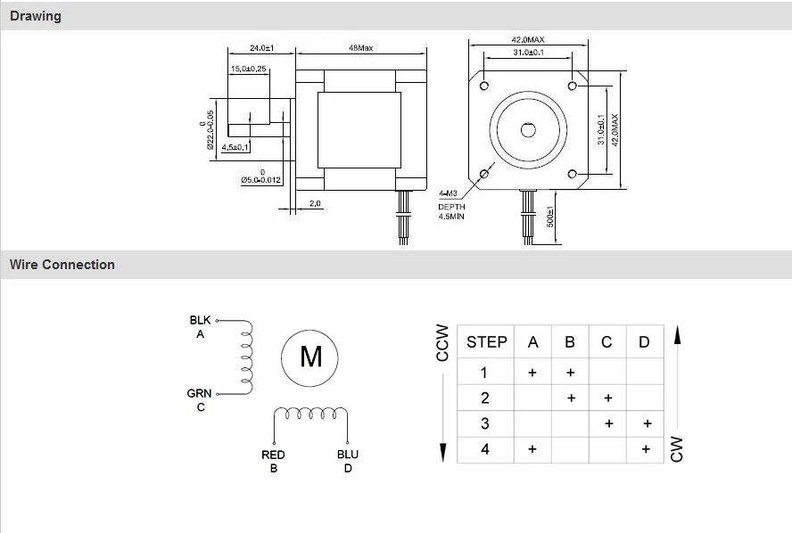 

Free shipping 0.9deg Nema 17 Stepper Motor Bipolar 2A 46Ncm/65oz.in 42x42x48mm 4-wires for DIY CNC 3D printe