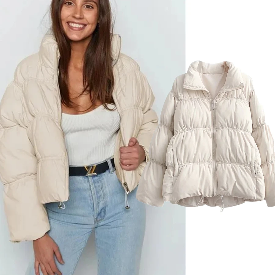 

Maxdutti Winter Parka Coat Women Ins Fashion Blogger Vintage Bread Warm Drop Shoulder Overszie Short Jacket Tops