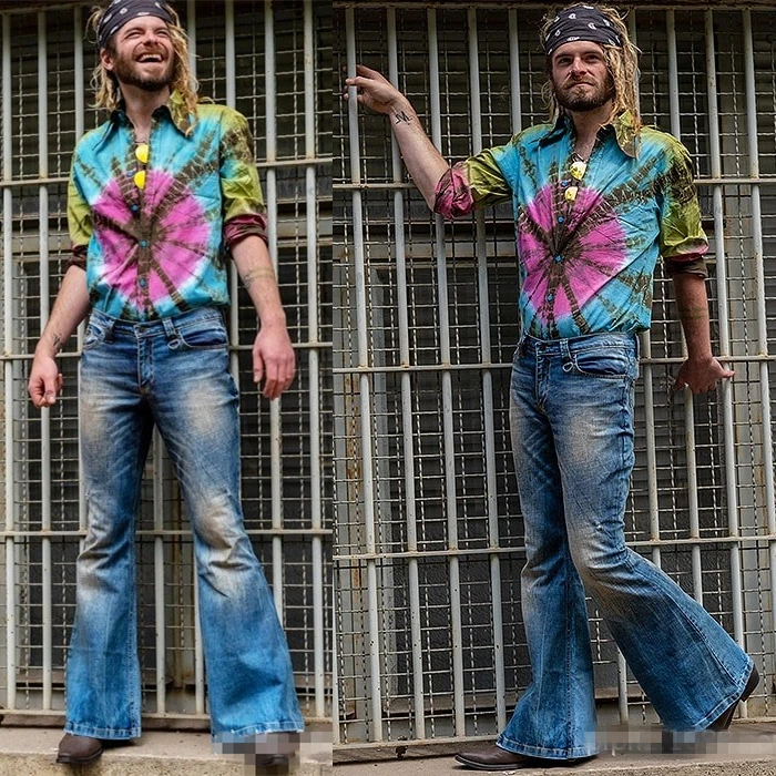 

Trendy Men's Flared Jeans Bootcut Leg Denim Pants Man Classic Designer Punk Bell Bottom Denim Trousers Elastic Vaqueros Hombre