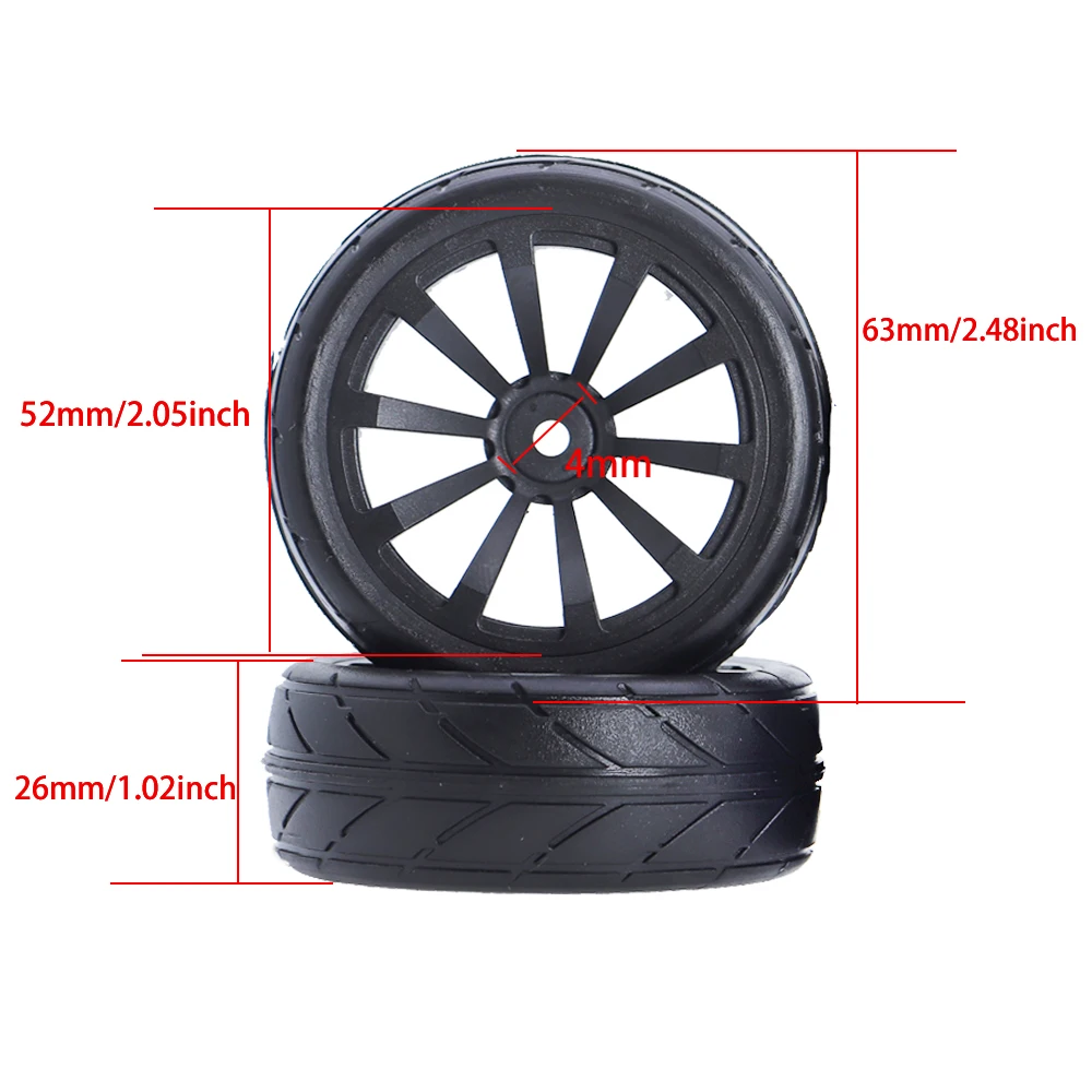 2PCS 1/10 RC On Road Tries 64mm for 1:10 Model Racing Car HSP HPI Tamiya Sakura D4 D3 RC4WD Touring Wheels 1.9inch Accessories | Игрушки и