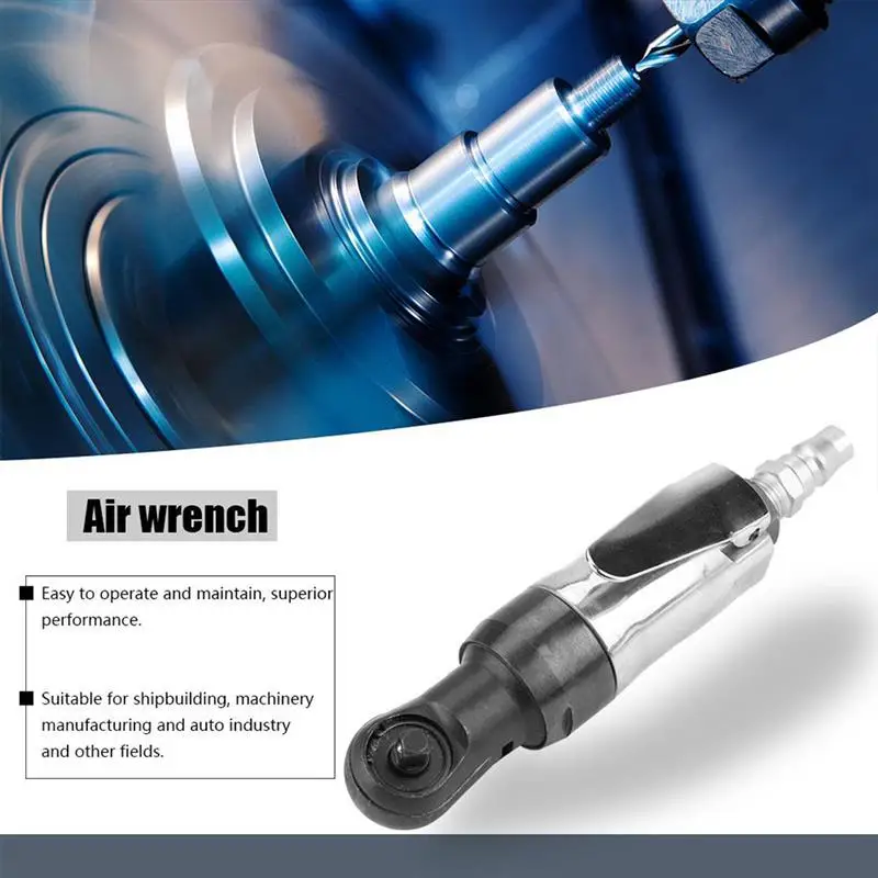 

3/8 Inch Air Ratchet Wrench Square Drive Straight Shank Positive Negative Rotation Mini Pneumatic Wrench Repair Tool