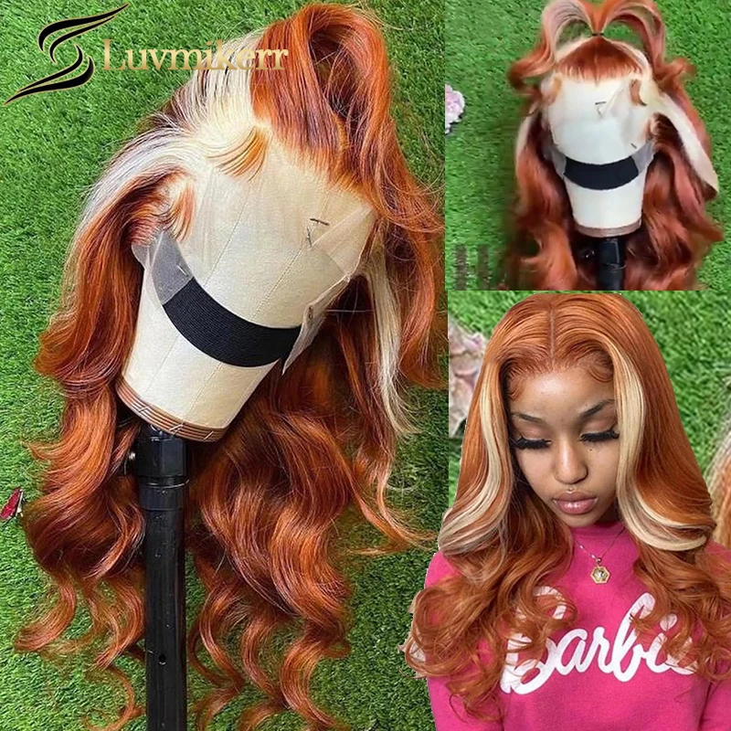 

Highlight 613 Blonde Human Hair Lace Frontal Wigs Full Pre Plucked Bleached Knots Body Wave HD Transparent 13x6 Lace Front Wigs