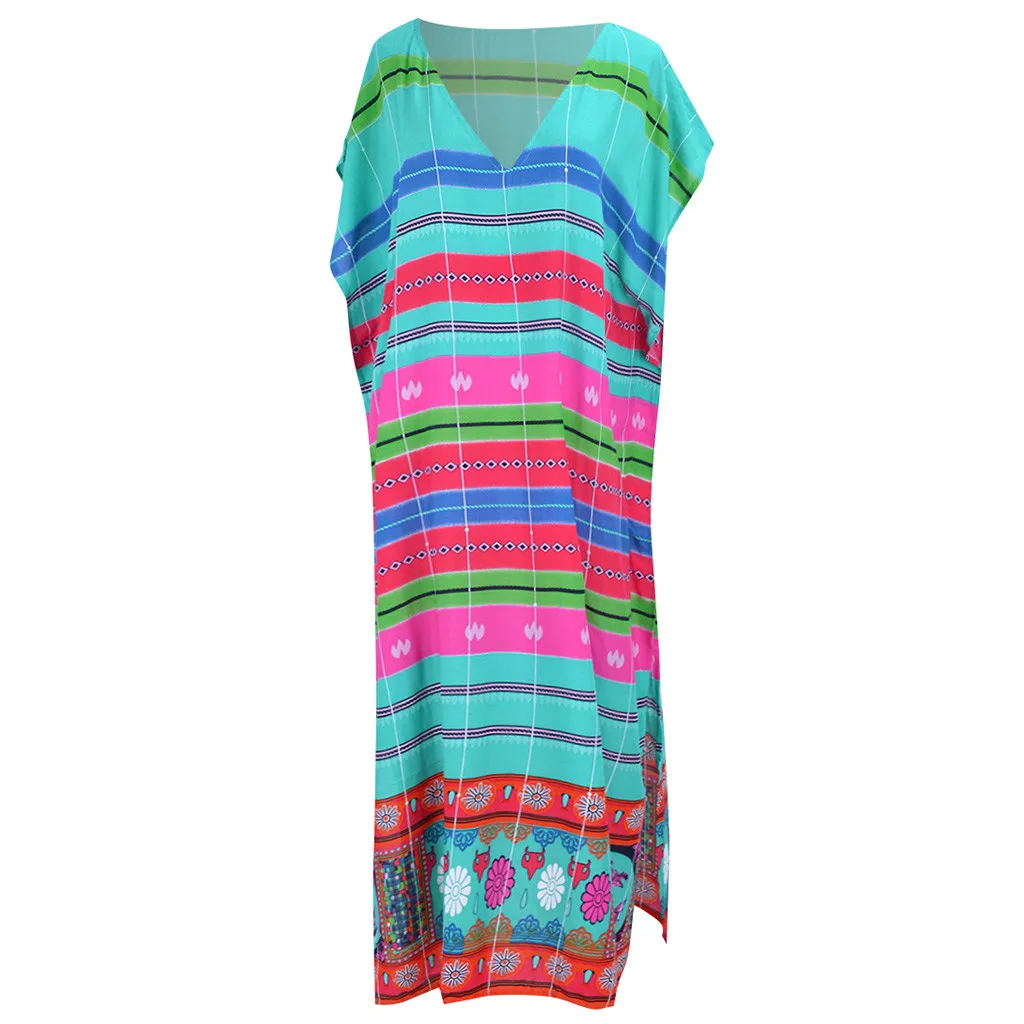 Женское Свободное длинное пляжное платье купальный костюм v образный вырез