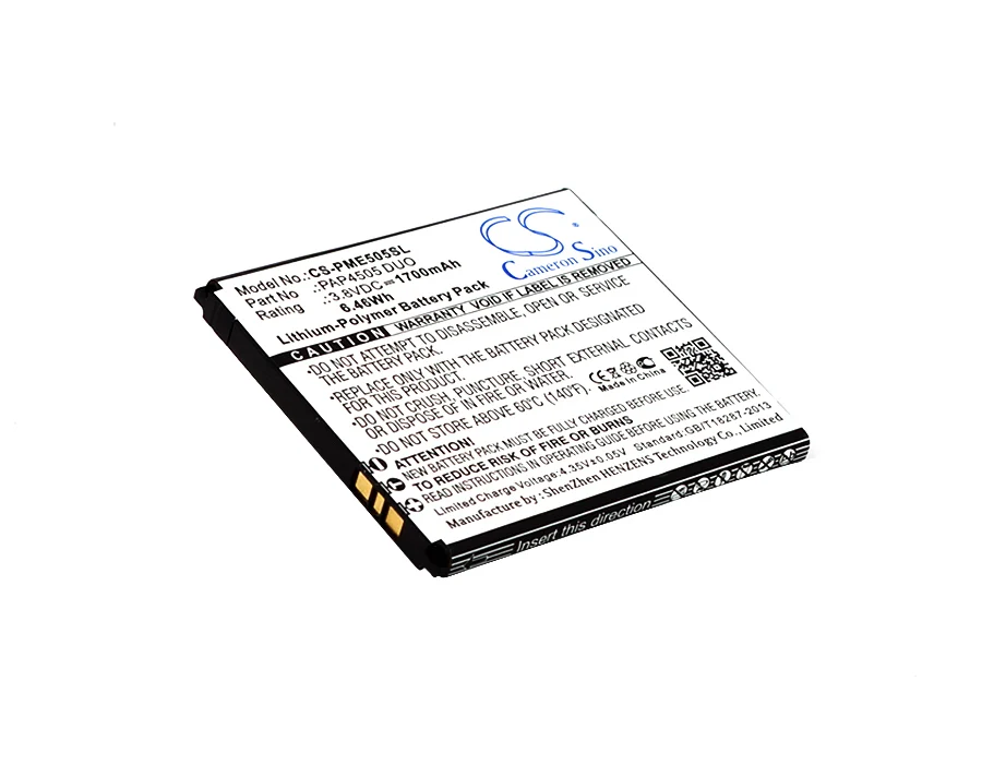 

CS 1700mAh / 6.46Wh battery for Prestigio MultiPhone 4505 Duo PAP4505 DUO
