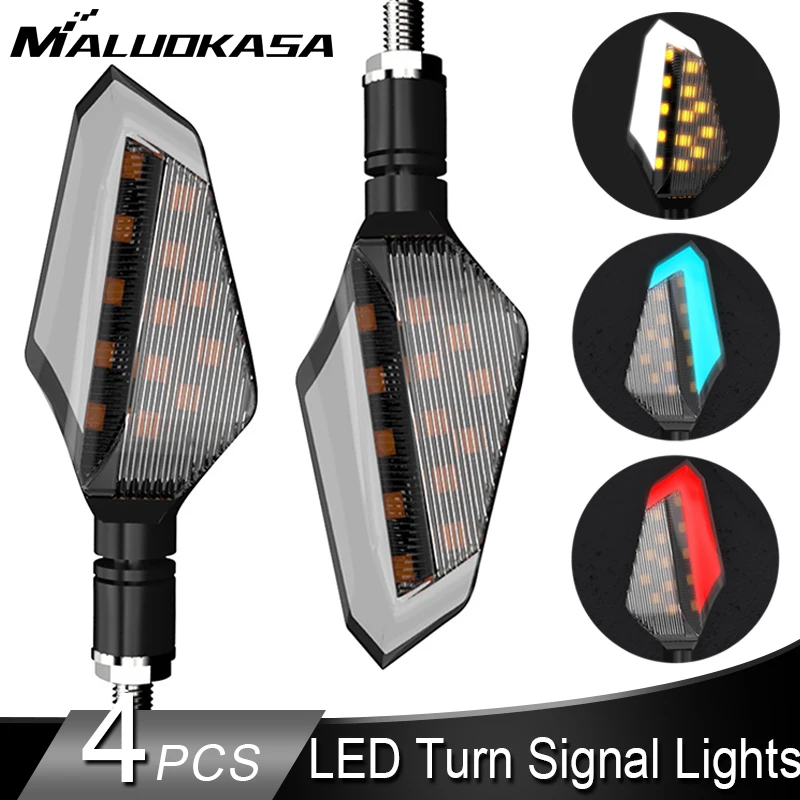 

4PCS Motorcycle LED Turn Signal Lights Left Right Signal Lamp Daytime Running Lights Indicators Blinkers For Honda Kawasaki