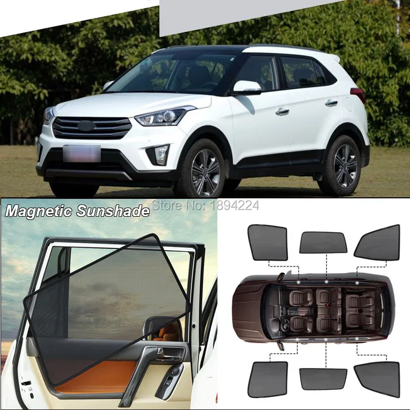 

Car Full Side Windows Magnetic Sun Shade UV Protection Ray Blocking Mesh Visor For Hyundai IX25 2014