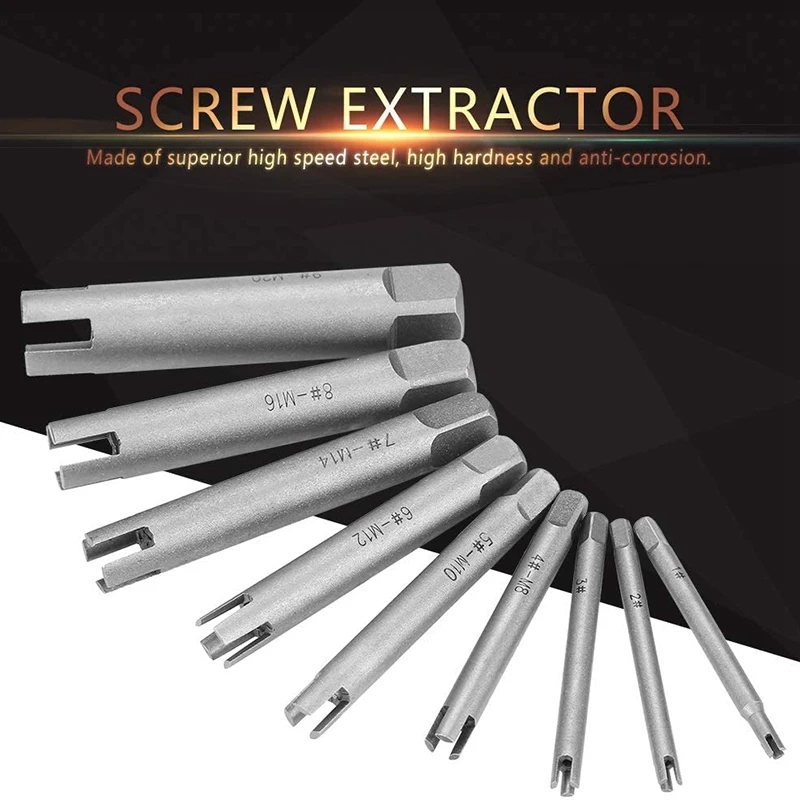 

9Pcs Tap Extractor - Tap Extractor Set Screw Extractor Steel Broken Head Taps Remover Stripped Screw Tap Extractor Set