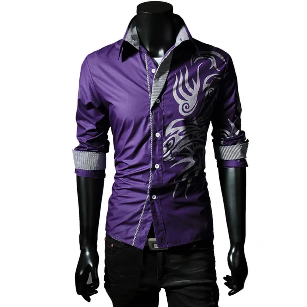 

Turn-down Collar Great Cardigan Slim Men Top Soft Autumn Shirt Single-breasted for Going Out