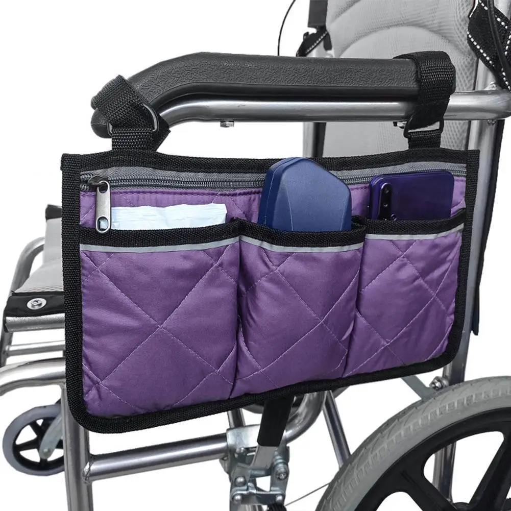 

1pcs Wheelchair Side Bag Rollator Organizer Pouch Wallet Snacks Bag Walkers Storage Rollators For Scooters T5C9