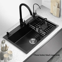 stainless steel manual kitchen sink household improvement single bowl washing vegetable undermount basin with drain accessories
