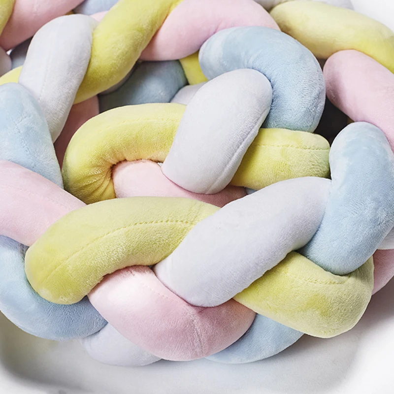 Бампер для детской кроватки плетеный плюшевый бампер с узелком декоративная