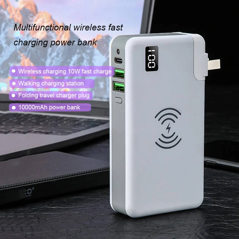 

Wireless Charger power bank 10000mAh 18W PD QC3.0 Fast Charger powerbank 10000mah For Xiaomi iPhone Samsung External battery